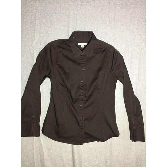 Womens Merona Button Up Size Large Chocolate Brown Casual Business Casual Work - Picture 1 of 3